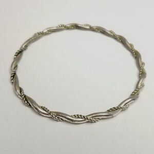 Vintage Spiral Twist Bangle Bracelet, Silver Tone Metal, Stacking, Estate